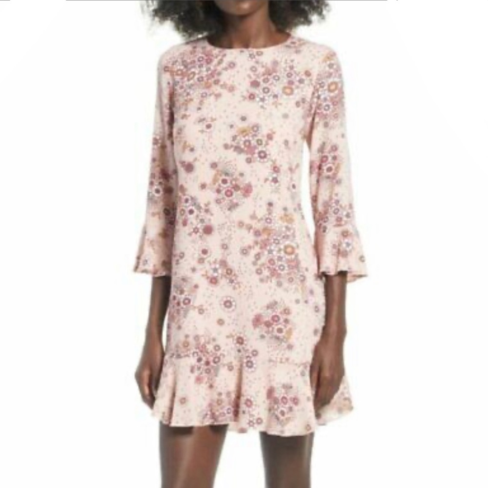 LEITH Nordstrom Bell Sleeve Floral Dress